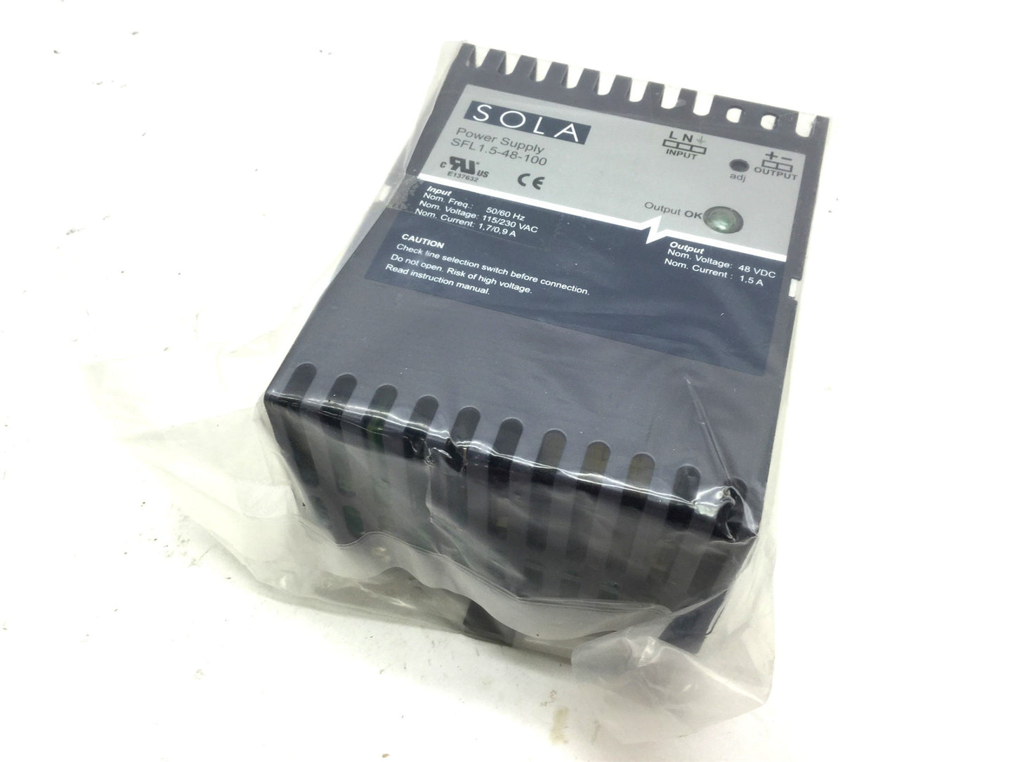 New Sola SFL 1.5-48-100 DIN Rail Mount Power Supply 115/230VAC In 48VDC 1.5A Out