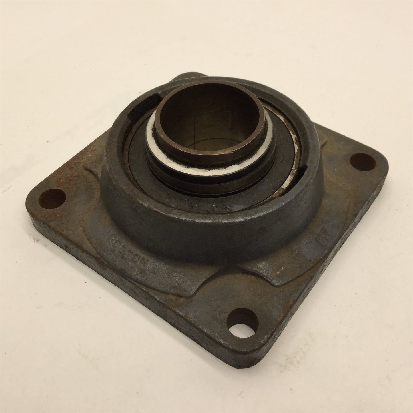 Used Boston 12F Flange Ball Bearing, ID Size: 2-1/4", Size: 7" x 7" Four Bolt Pattern