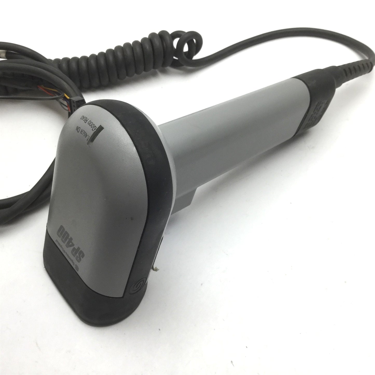 Used Spectra Physics SP400 Handheld Laser Barcode Scanner, 5-12VDC, With Holster