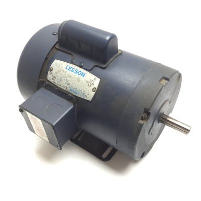 Used Leeson 110009.00 C6C11FB1B AC Motor, Frame 56, 1/3HP, 115VAC 208-230VAC, 5/8"