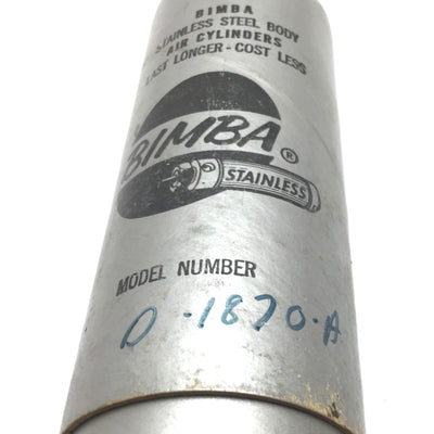 Used Bimba D-1870-A Bell Ring Cylinder, Stroke: 0.75", Bore: 1", Ports: 1/8" NPT