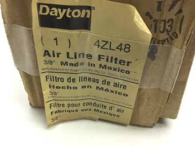 New Dayton 4ZL48 Pneumatic Air Line Filter, 150PSI, 114cfm, 3/8" NPT