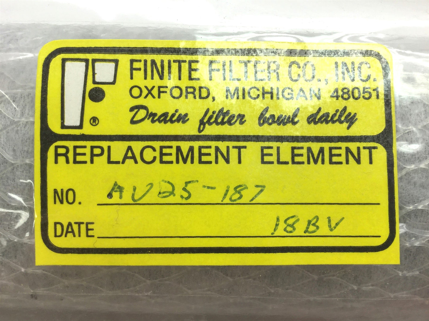 New Finite AU25-187 Pneumatic Filter Element Activated Carbon 0.01 µm & 0.003ppm Oil