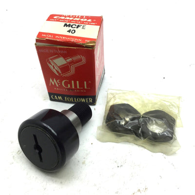 New McGill MCFE 40 Crowned Cam Follower Roller: 40mm dia 20mm Width, Stud: 18mm