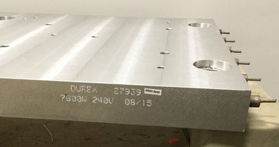 Used Durex 27939 Heating Plate Voltage: 240V, Power: 7800W Dimensions: 28"x14"x1.5"