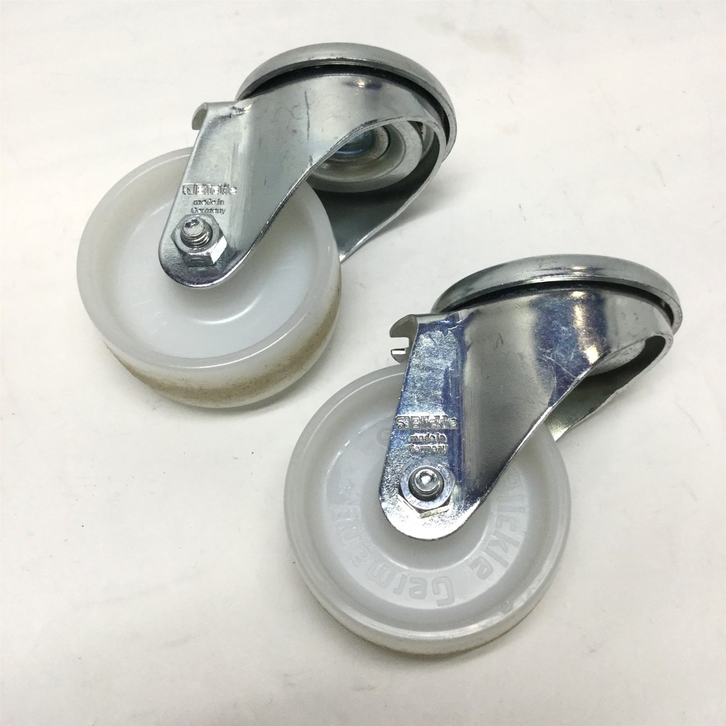 Used Lot of 2 Blickle LER-PO 75G Swivel Casters 3" Nylon Wheel, Bolt Hole Mount