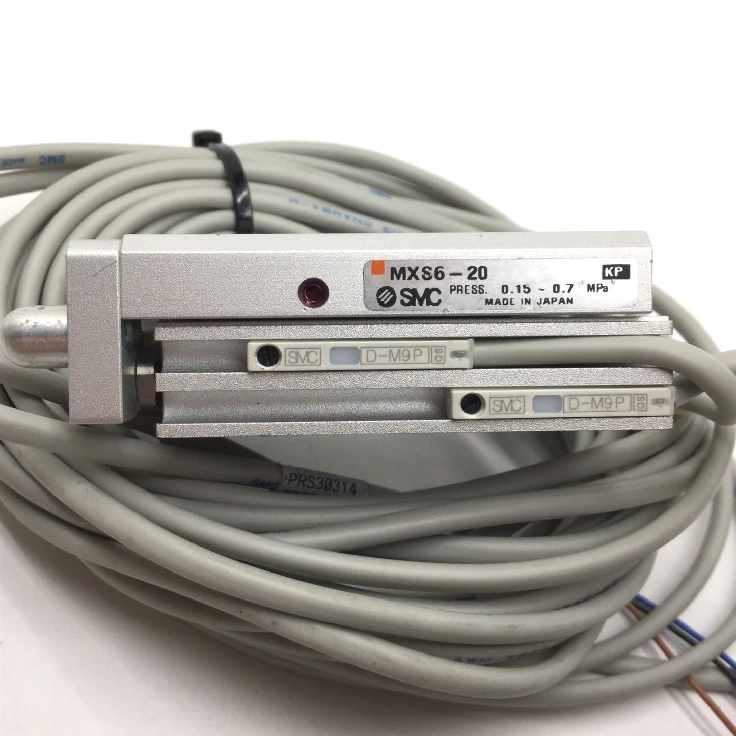 Used SMC MXS6-20 Air Slide Table Guided Cylinder, 20mm Stroke, w/ D-M9P Sensors
