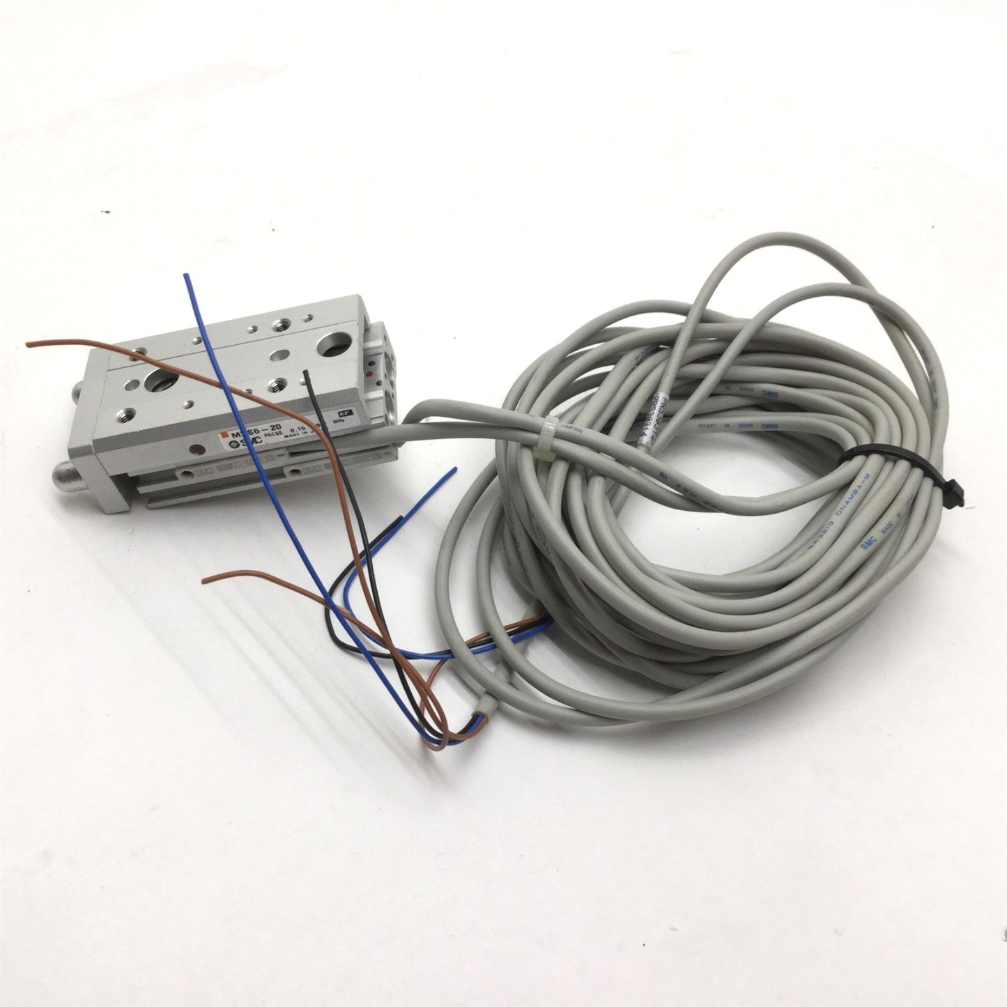 Used SMC MXS6-20 Air Slide Table Guided Cylinder, 20mm Stroke, w/ D-M9P Sensors