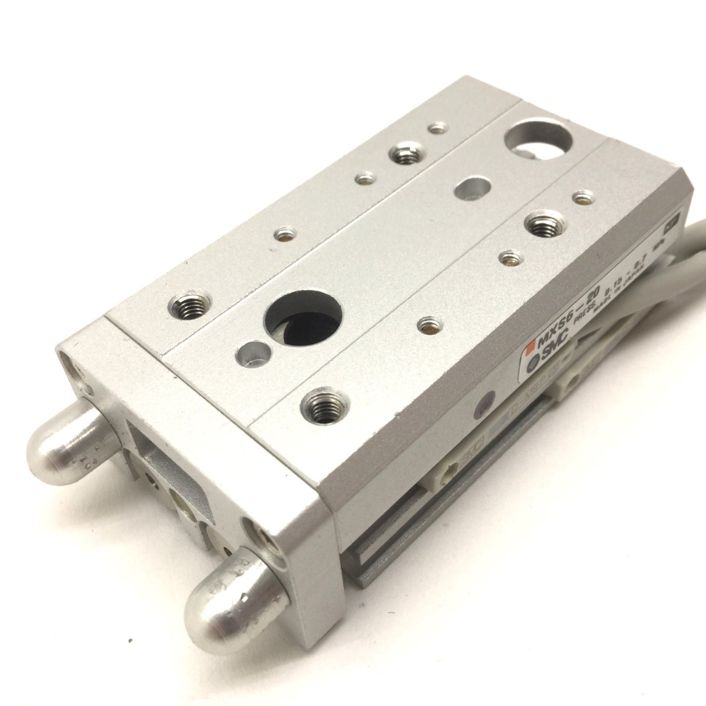 Used SMC MXS6-20 Air Slide Table Guided Cylinder, 20mm Stroke, w/ D-M9P Sensors