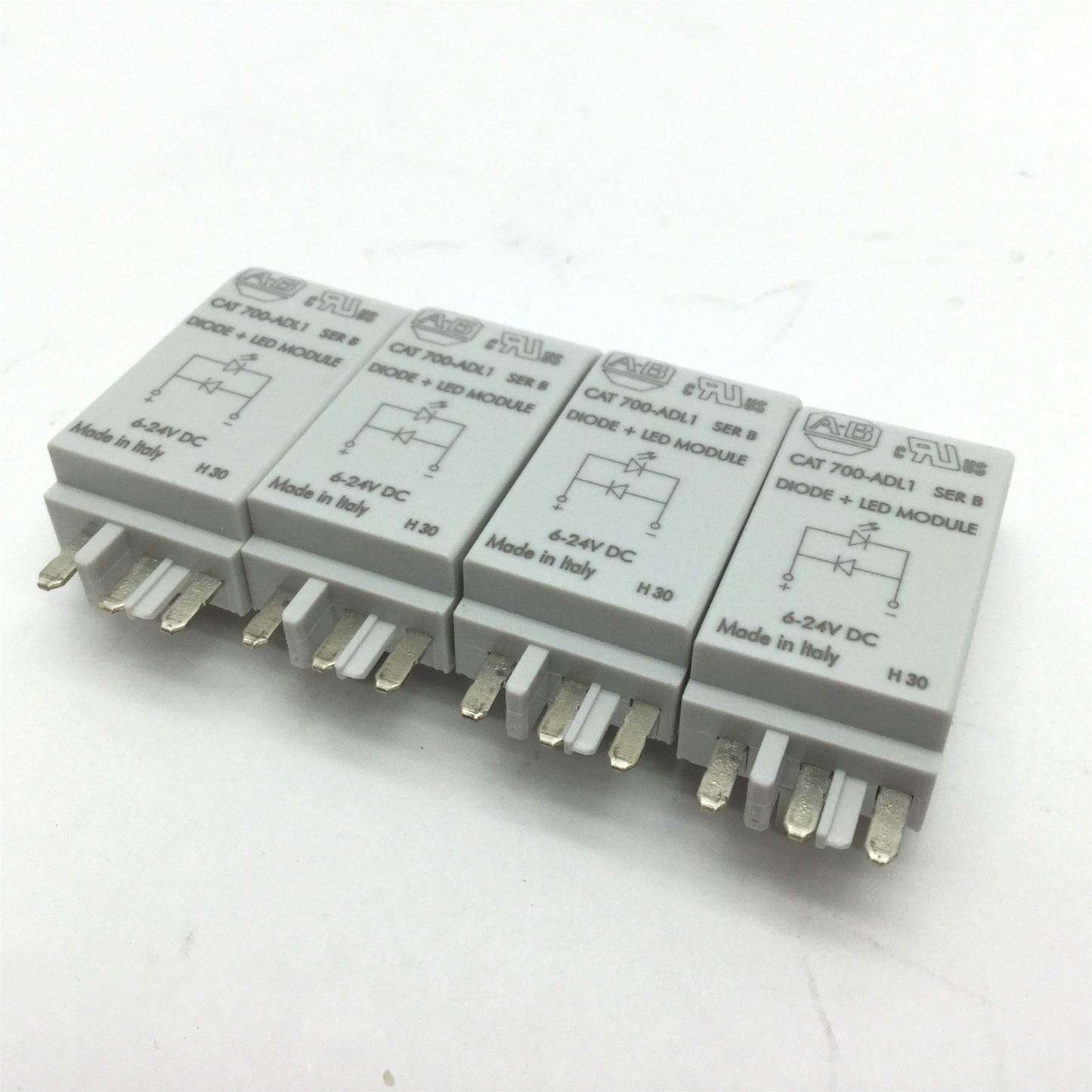 Used lot of 4 Allen Bradley 700-ADL1 Ser B Diode + LED Modules, Voltage: 6-24VDC