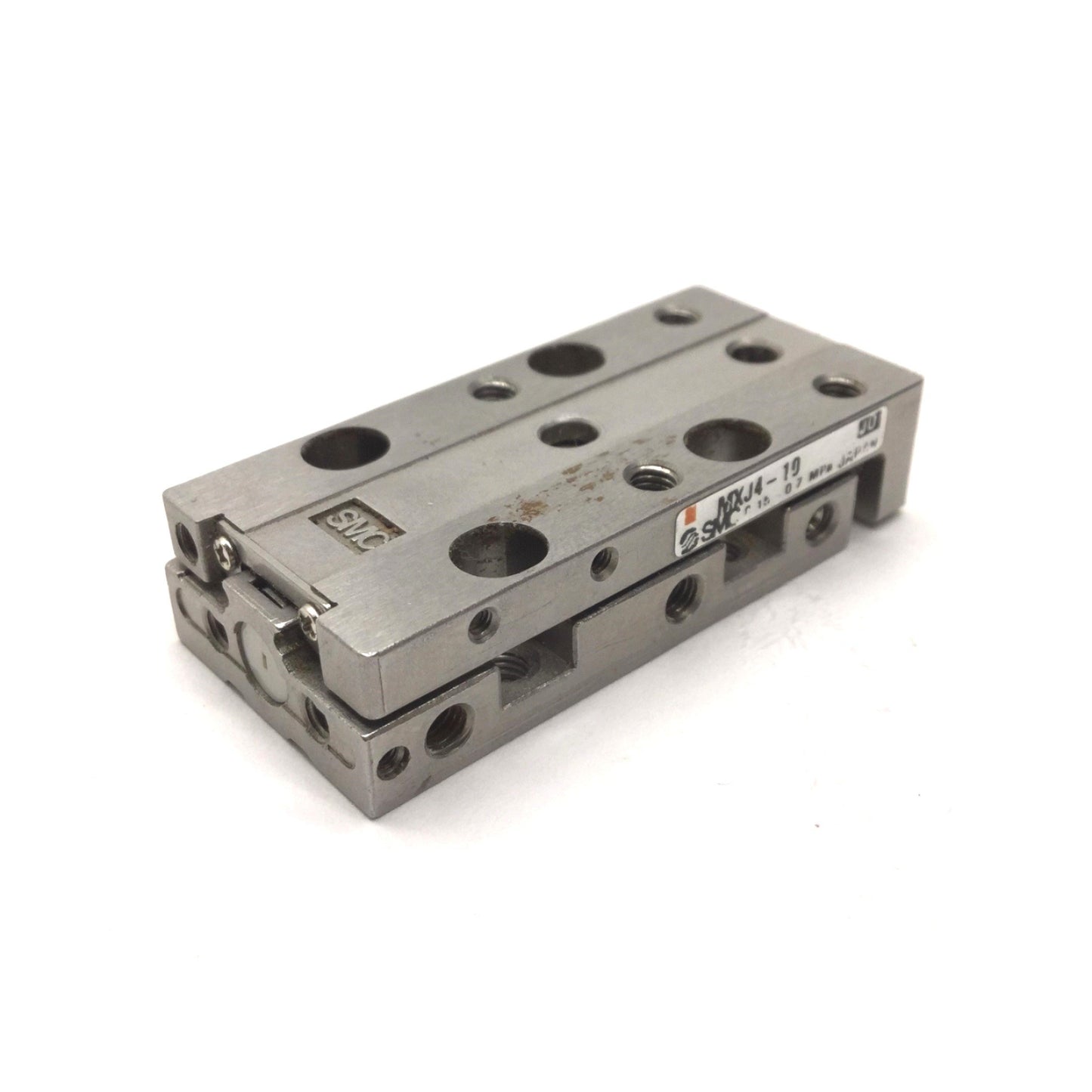 Used SMC MXJ4-10 Precision Pneumatic Slide Table, Bore: 4.5mm, Stroke: 10mm