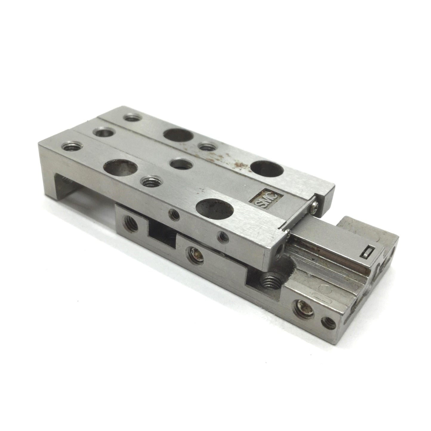 Used SMC MXJ4-10 Precision Pneumatic Slide Table, Bore: 4.5mm, Stroke: 10mm