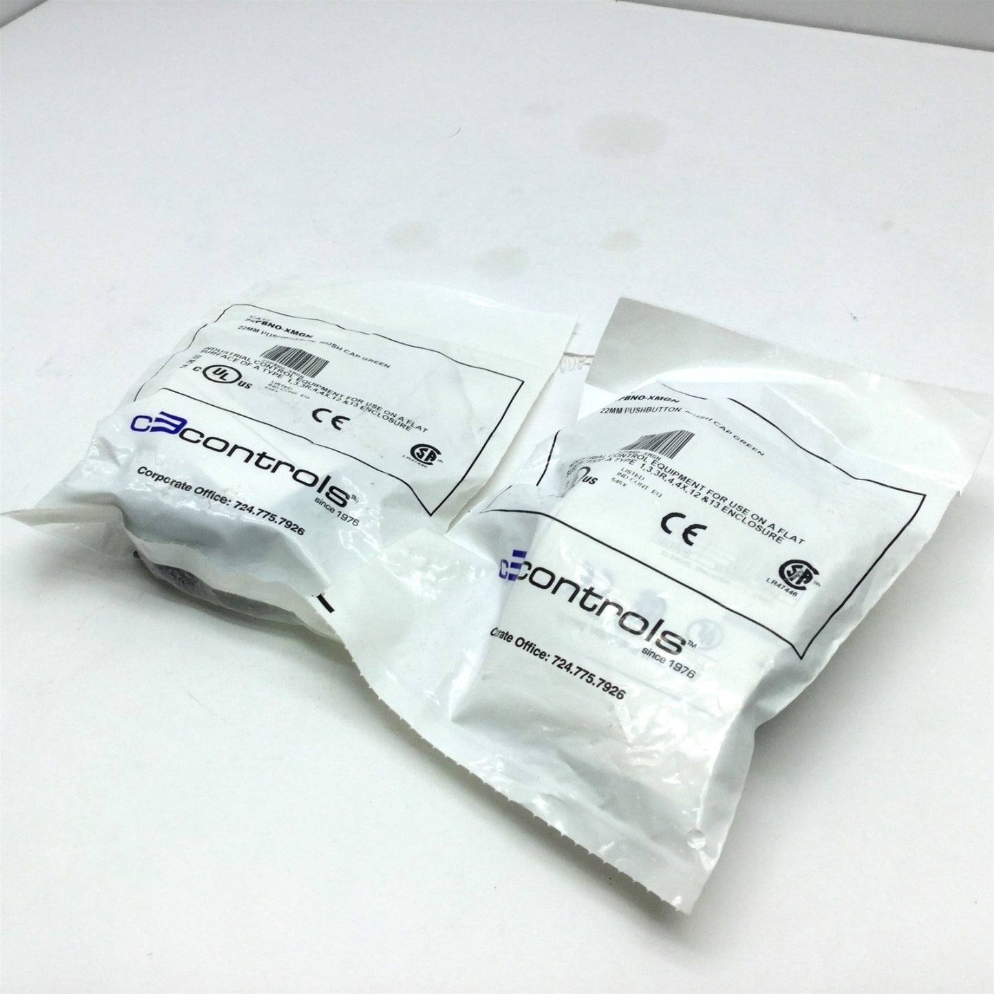 New – Open box Lot of 2 C3Controls 22PBNO-XMGN Green Normally Open Push Buttons