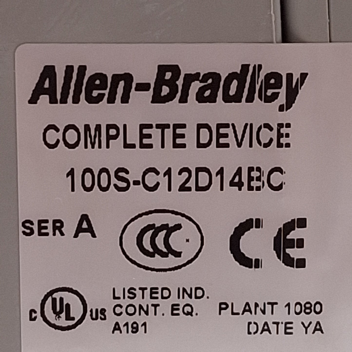 Used Allen Bradley 100S-C12D14BC GuardMaster Safety Contactor Relay, 120VAC Coil