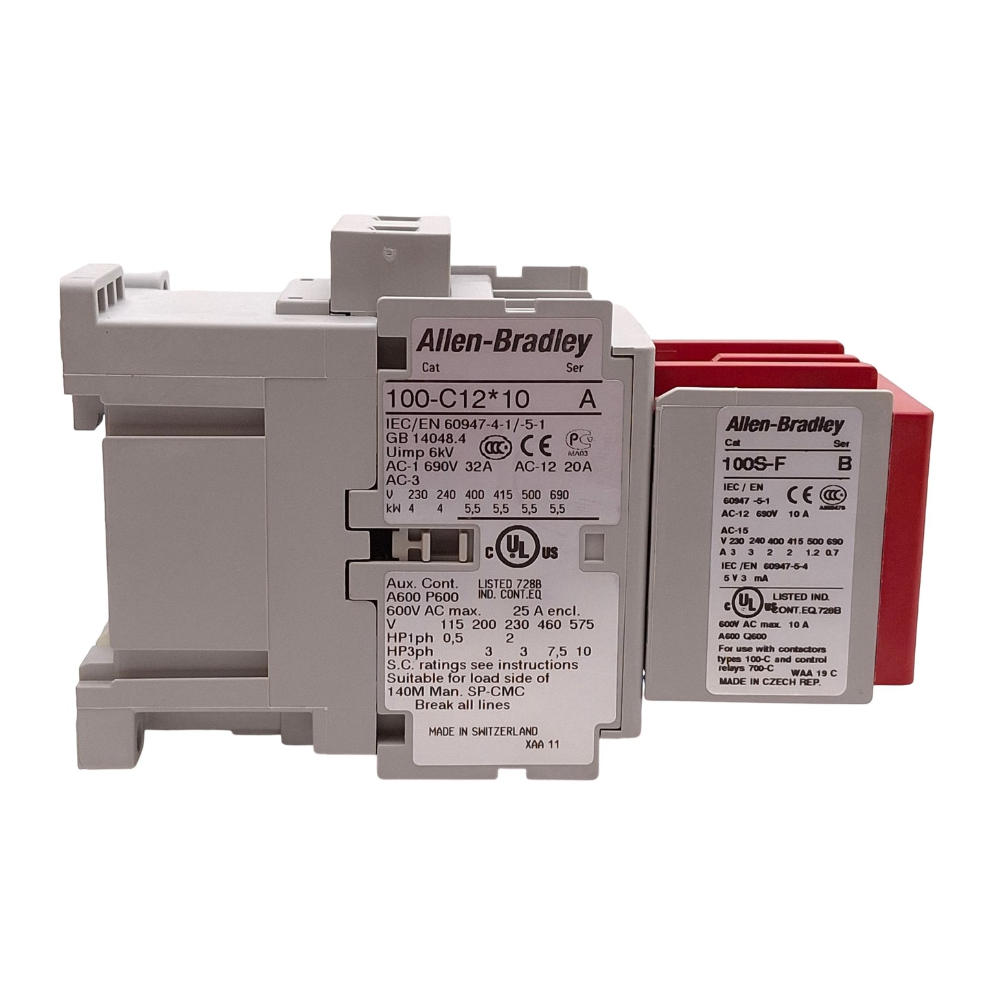 Used Allen Bradley 100S-C12D14BC GuardMaster Safety Contactor Relay, 120VAC Coil