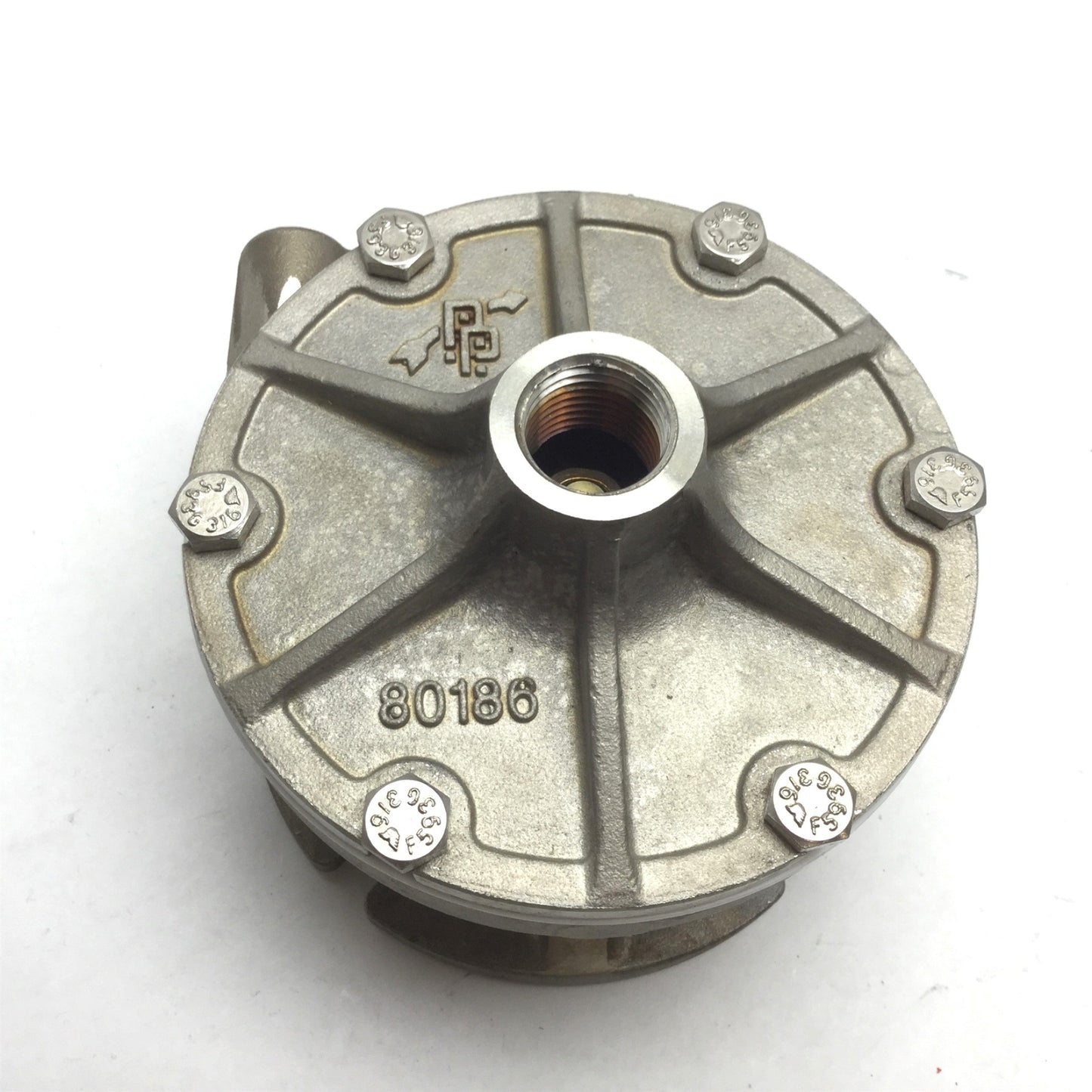 For parts or not working Price Pump 80186 Pump Head, *For Parts*, Inlet: 1/2" NPT, Outlet: 1/4" NPT