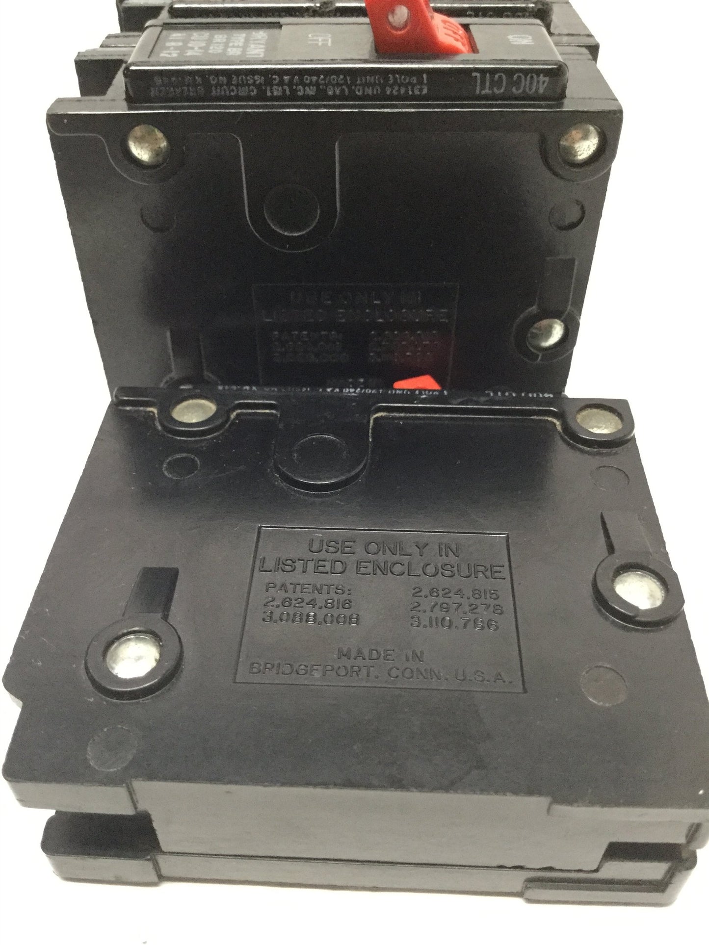 Used Lot of 5 Bryant BR120 Interchangeable Circuit Breaker, 1-Pole, 20A, 120/240VAC