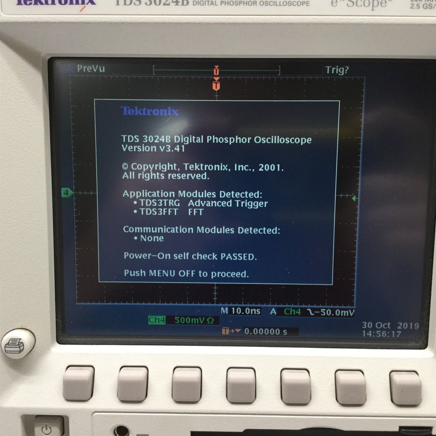 Used Tektronix TDS 3024B Four Channel Color Digital Phosphor Oscilloscope eScope