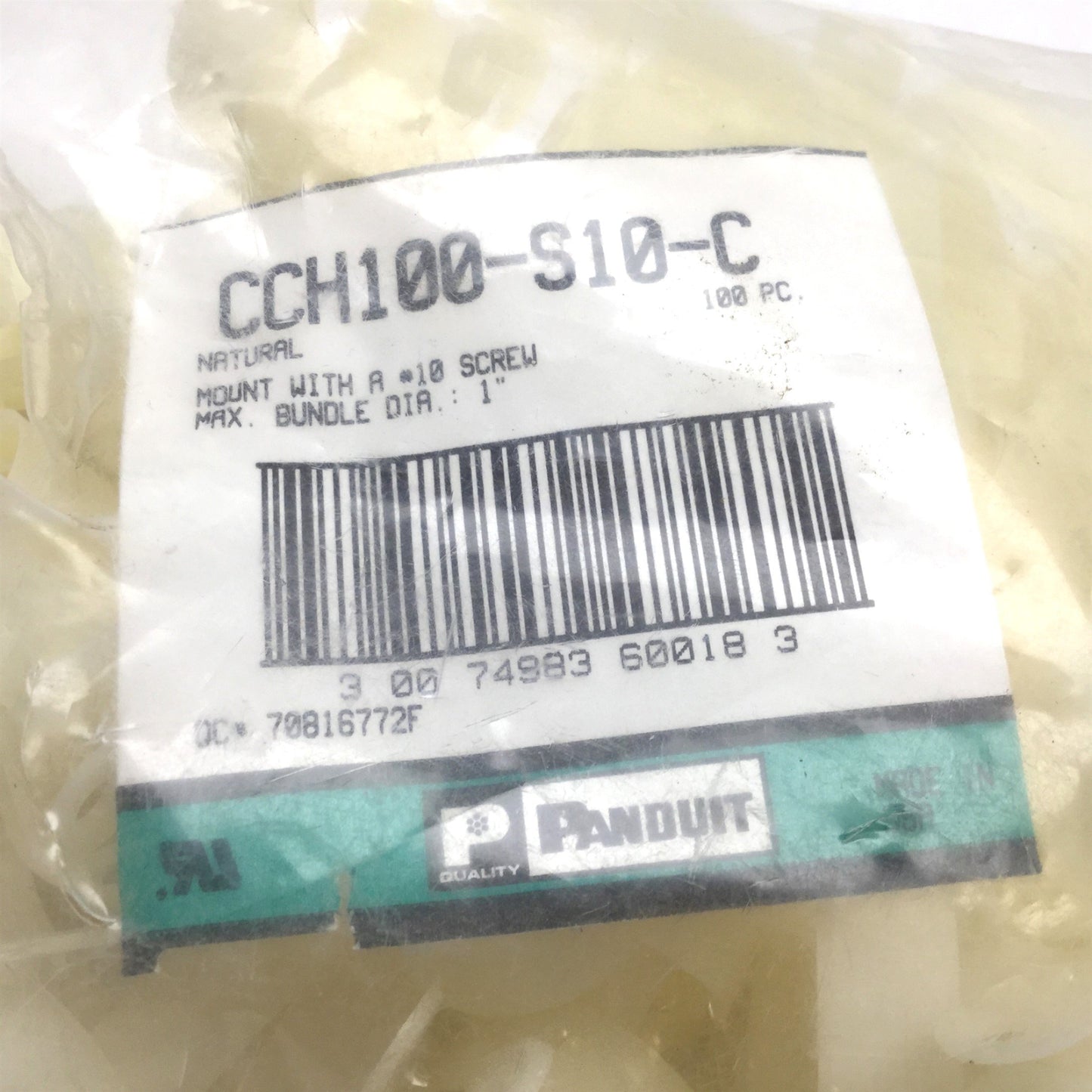 New – Open box Lot of 200 Panduit CCH100-S10-C Conduit Cable Clamp, 1" Bundle #10 Screw Hole