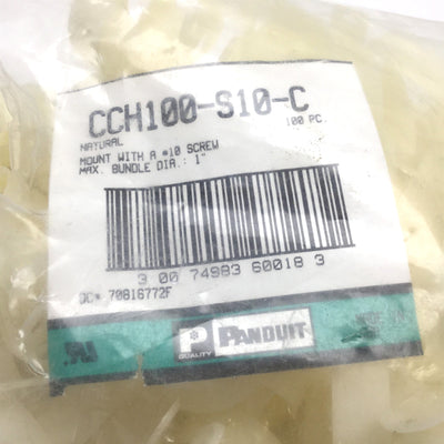 New – Open box Lot of 200 Panduit CCH100-S10-C Conduit Cable Clamp, 1" Bundle #10 Screw Hole