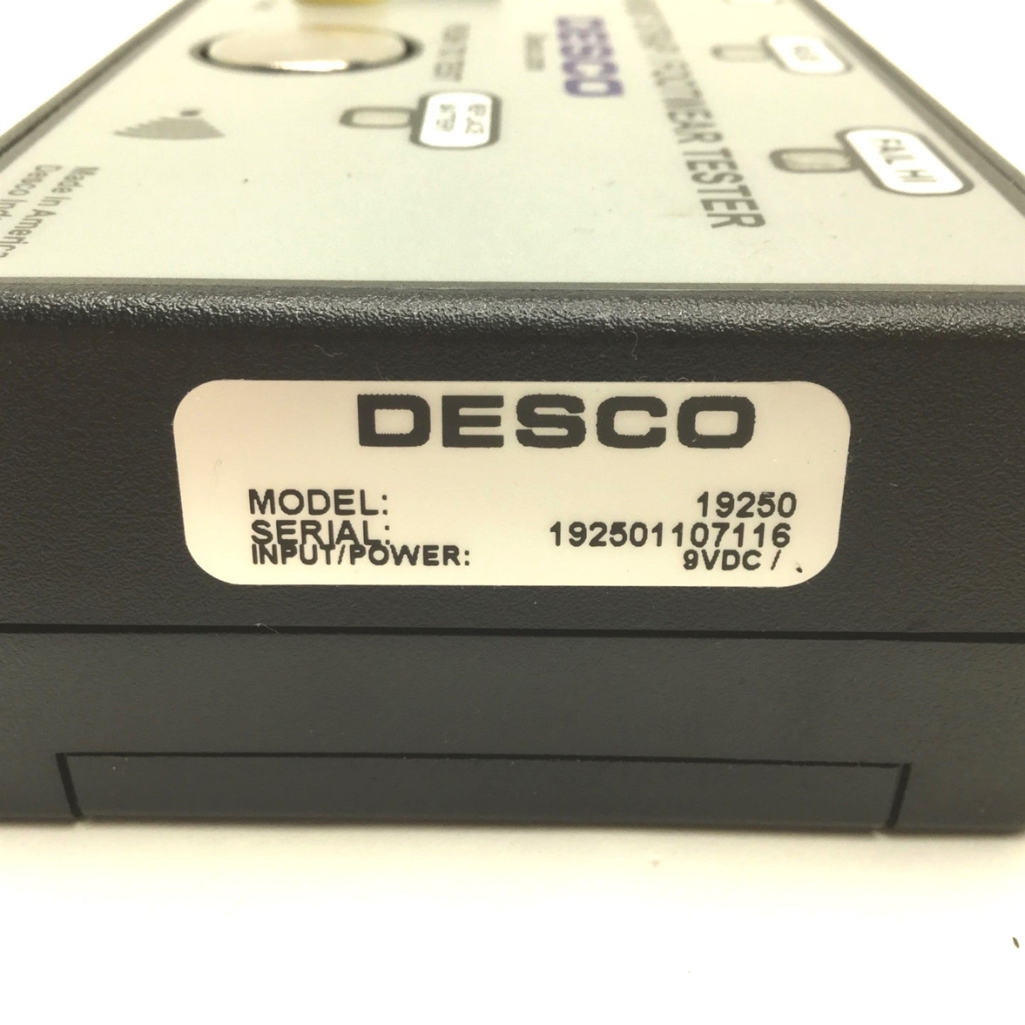 Used DESCO 19250 Combo Wrist Strap/Footwear Tester, Input Power: 9VDC, LED Display