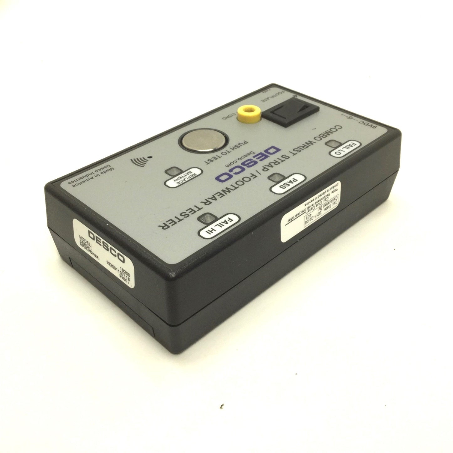 Used DESCO 19250 Combo Wrist Strap/Footwear Tester, Input Power: 9VDC, LED Display