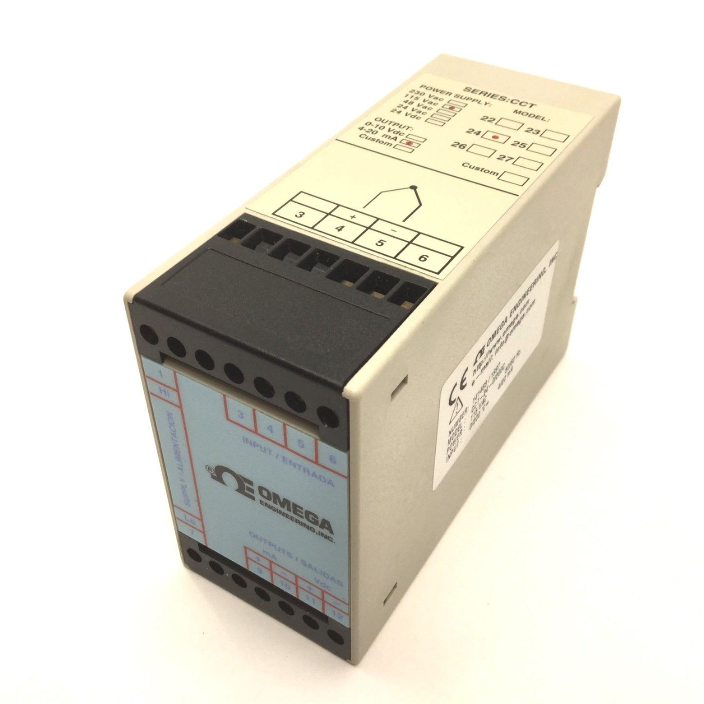 Used Omega Engineering CCT-24-0/200C Economical DIN Rail Signal Conditioner 0-200°C