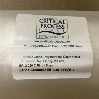 New Critical Process EPD10-N00003E9 Electronic Grade 30" Filter, 10 Micron