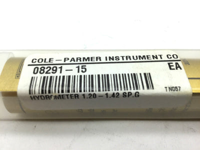 New Cole-Parmer 08291-15 Hydrometer Specific Gravity Range: 1.2-1.42
