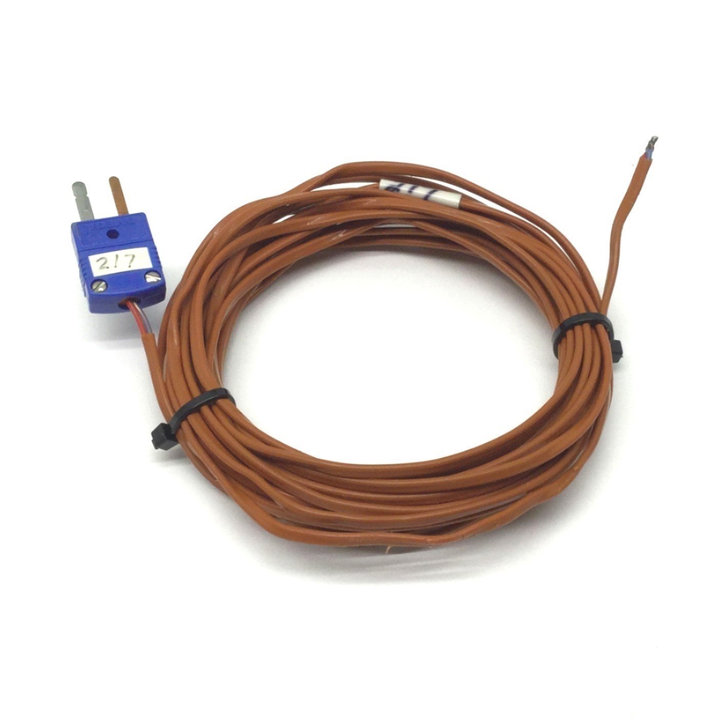 Used Omega Type "T" Thermocouple 15 Feet long Miniature Male Plug Termination 20 AWG
