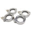 Used Lot of 4 HPS 2-1/2" Single-Pin Sanitary Wing Nut Tri Clamps, ID: 1-3/4"