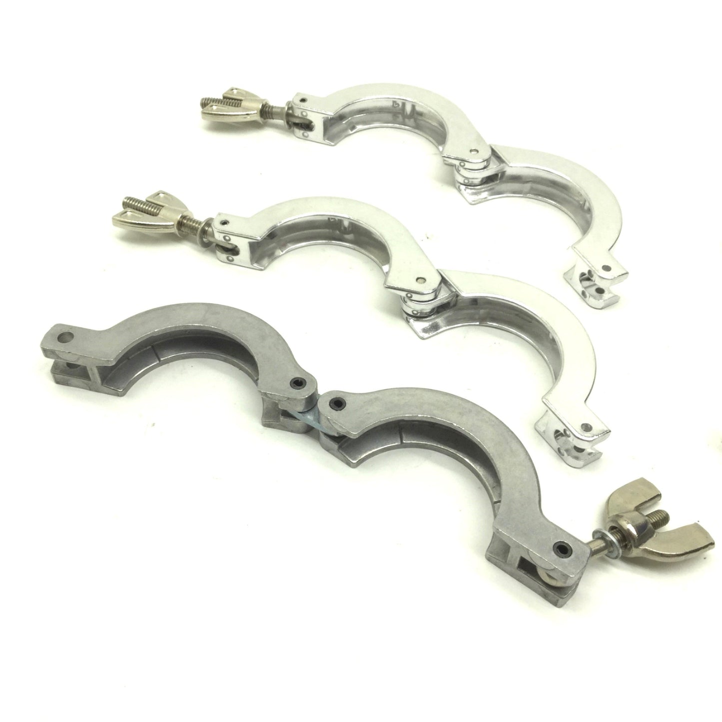 Used Lot of 7 Miscellaneous Single-Pin Vacuum Tri Clamps 3x ID: 1.75" 4x ID: 1.125"