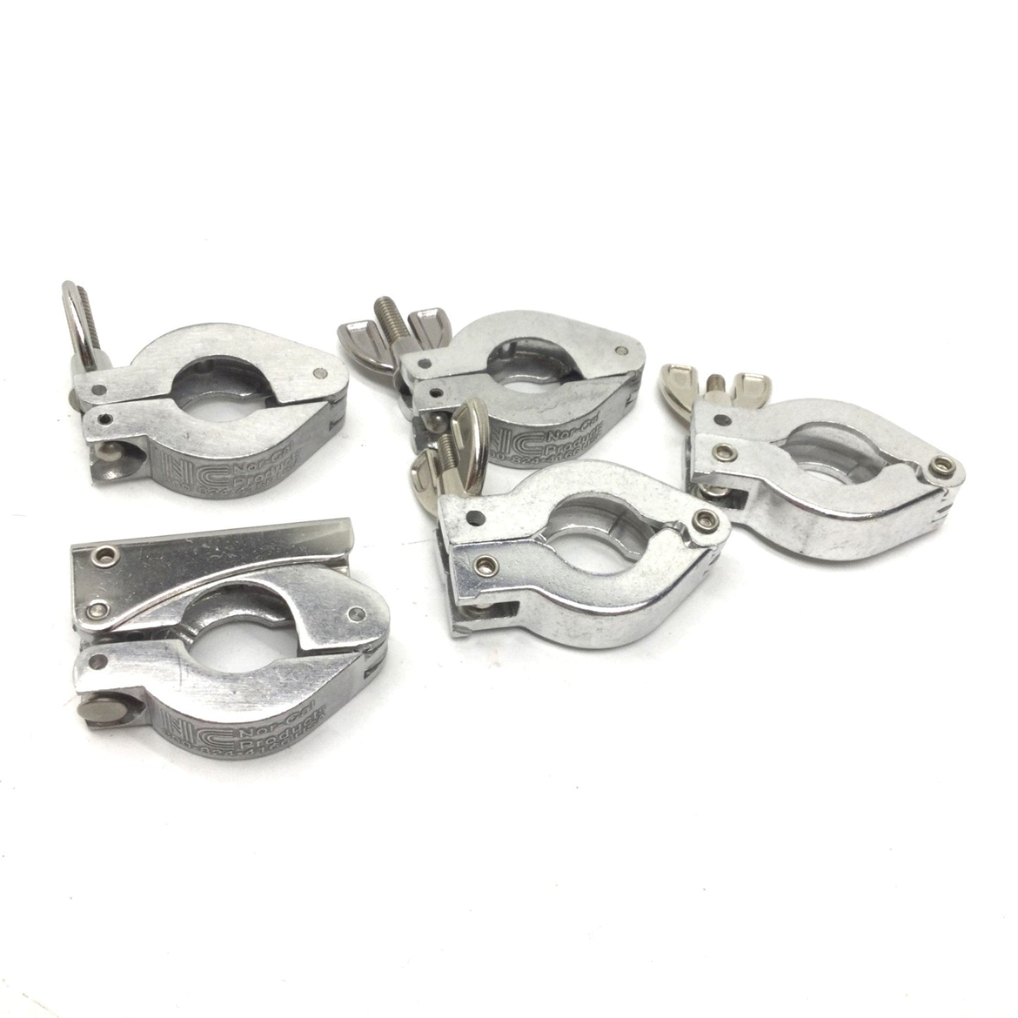 Used Lot of 10 Miscellaneous Single-Pin Vacuum Latch & Wing Nut Tri-Clamps