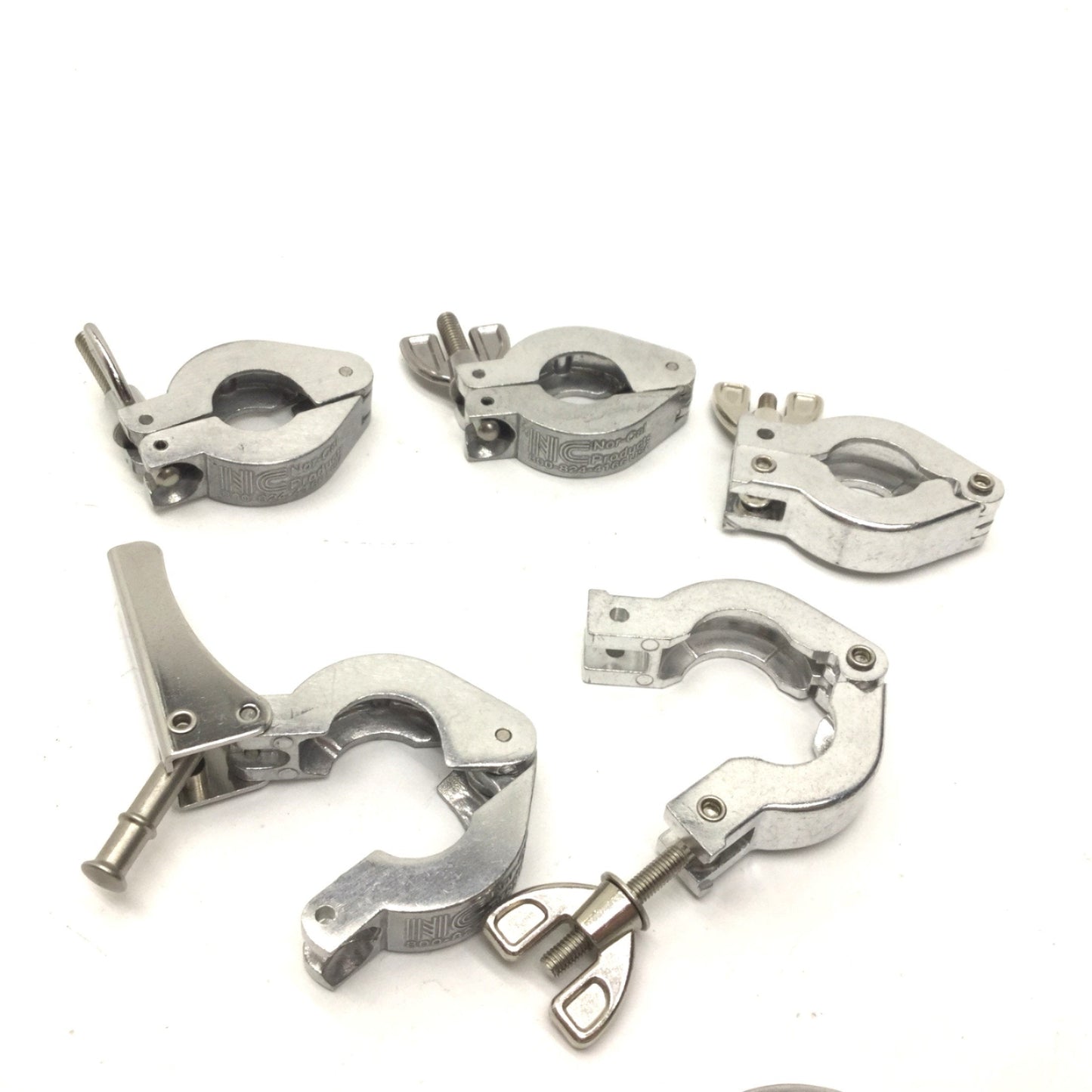 Used Lot of 10 Miscellaneous Single-Pin Vacuum Latch & Wing Nut Tri-Clamps