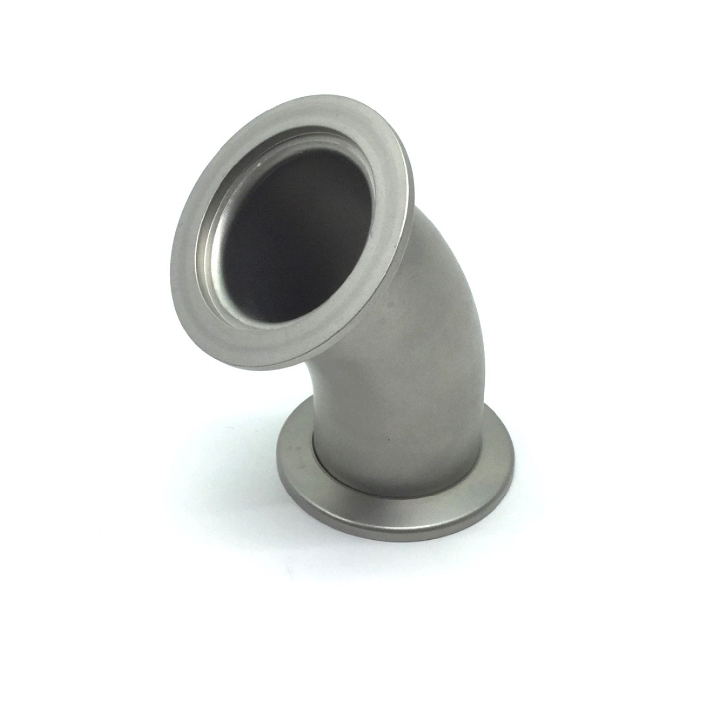 Used Stainless Steel 45° Elbow Vacuum Fitting 1.5" O.D. K40 Flanged Ends