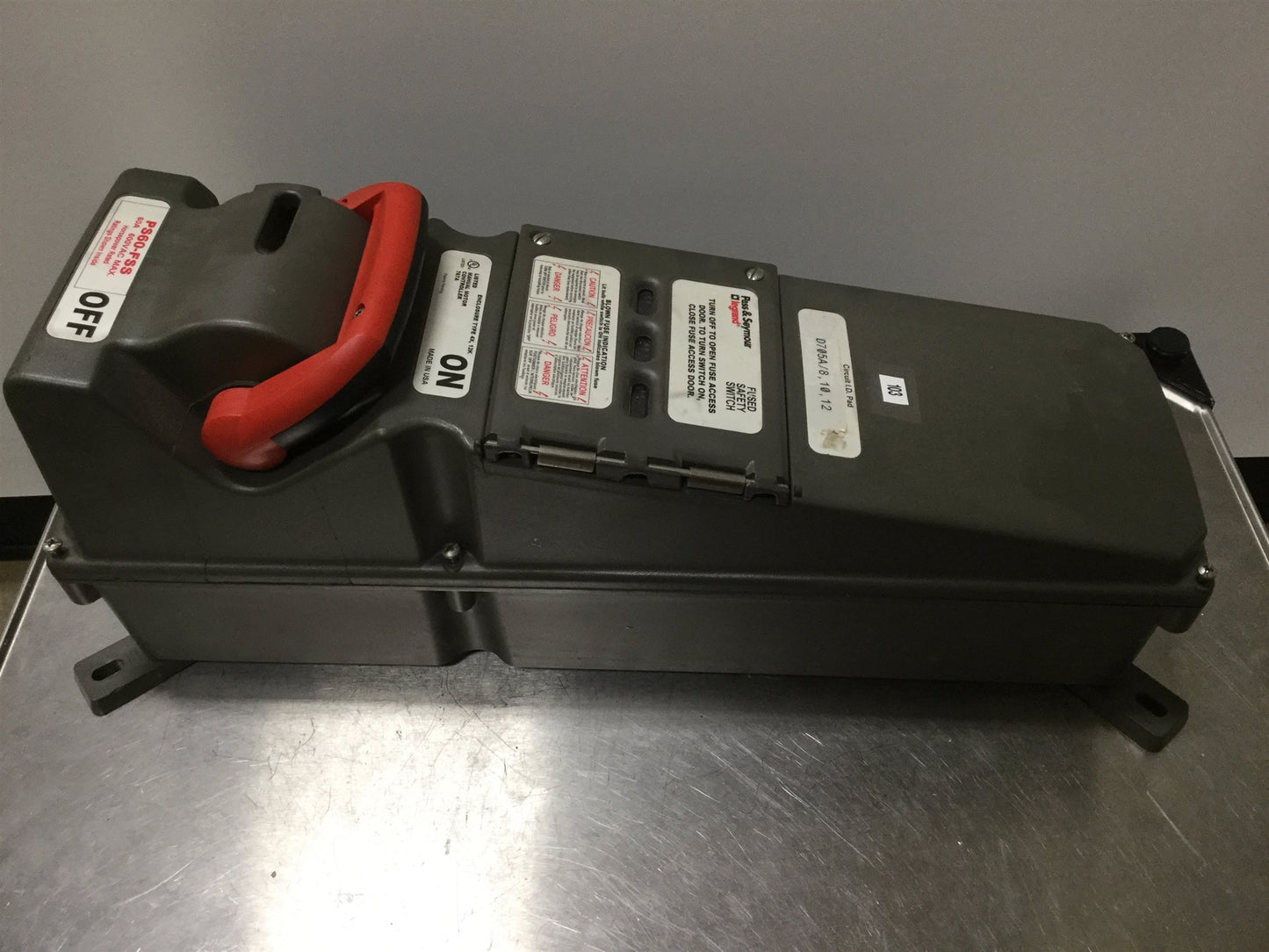 Used Pass & Seymour PS60-FSS Fused Safety Switch, Voltage: 600VAC 60A *No Breaker*