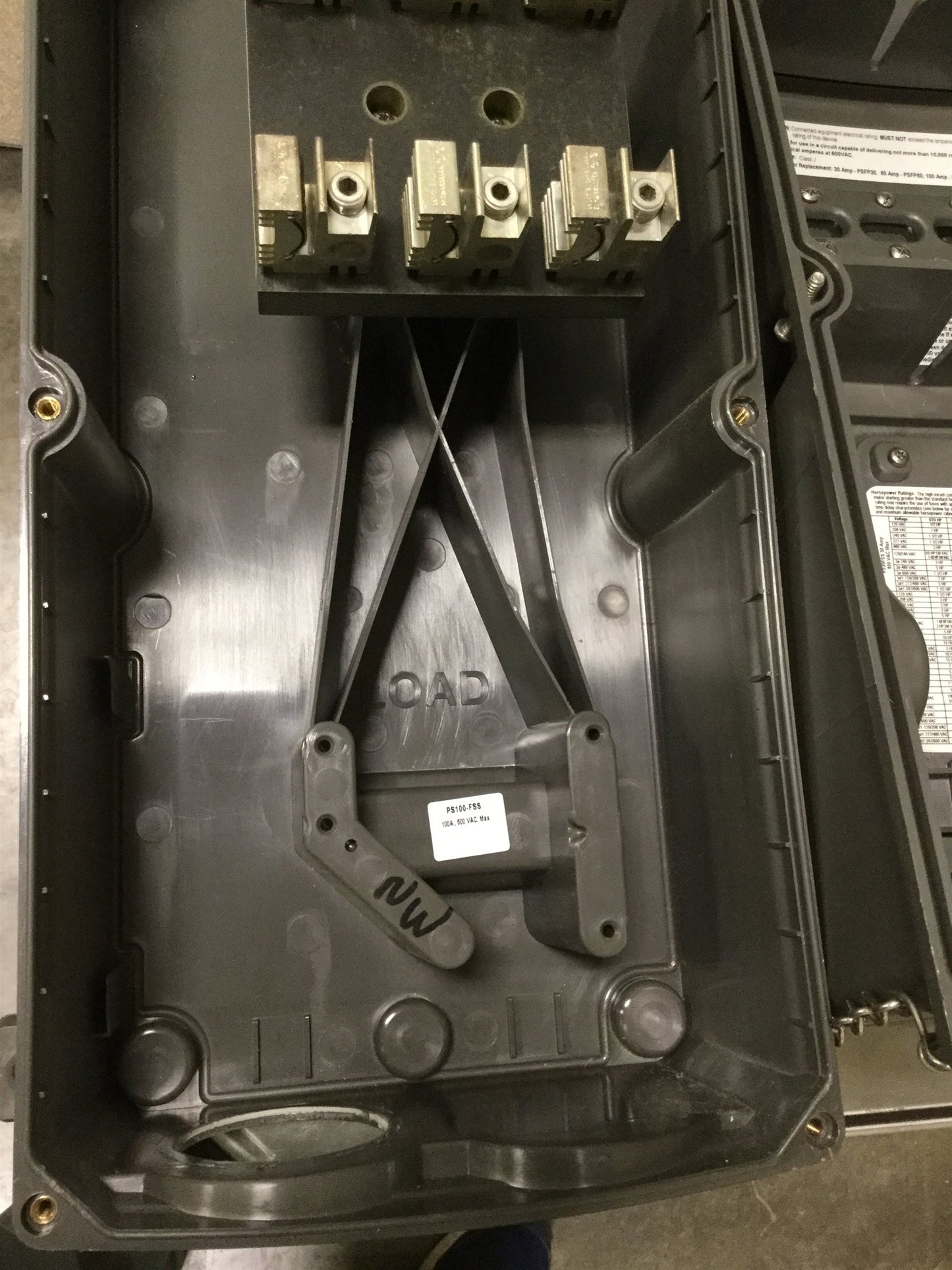 Used Pass & Seymour PS100-FSS Fused Safety Switch Voltage: 600VAC 100A *No Disconnect