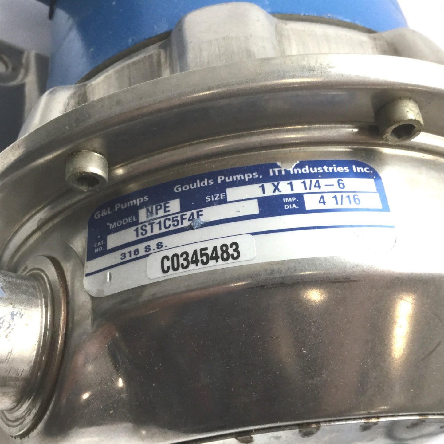 Used G&L Pumps NPE 1ST1C1C5F4F Centrifugal Pump with Emerson R6131800 Motor, 3-Phase