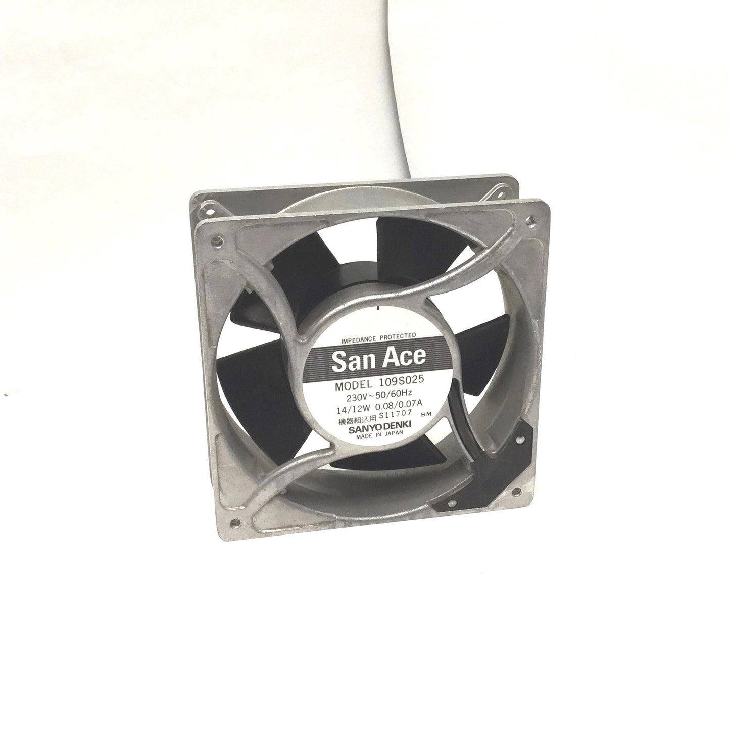 Used Sanyo Denki San Ace 109S025 120mm Aluminum Component Fan, 230V, 2700-3100 RPM