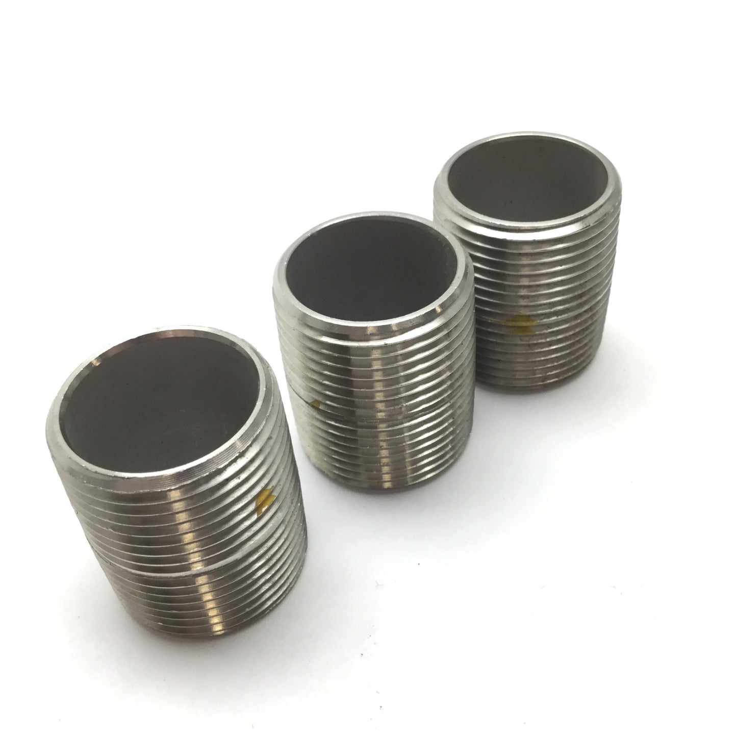 Used Lot of 3 Stainless Steel Adapter Fitting, 1" NPT Male to Male