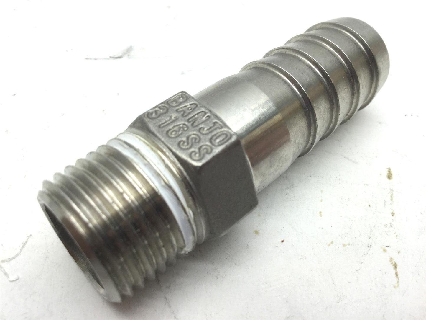 Used Lot of 3 Banjo Barb Fittings 1/2" MNPT to 3/4" Barb 316 Stainless Steel