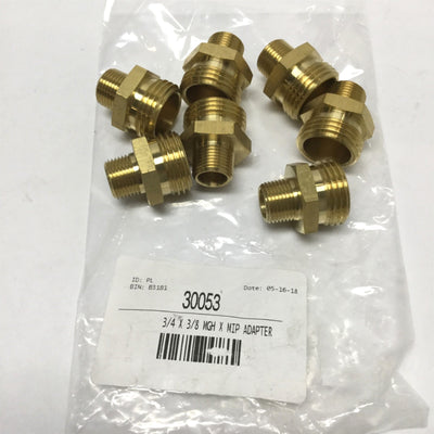 New Lot of 7 Midland 30053 MGH x MIP Male Brass Adapter Fittings 3/4" x 3/8"