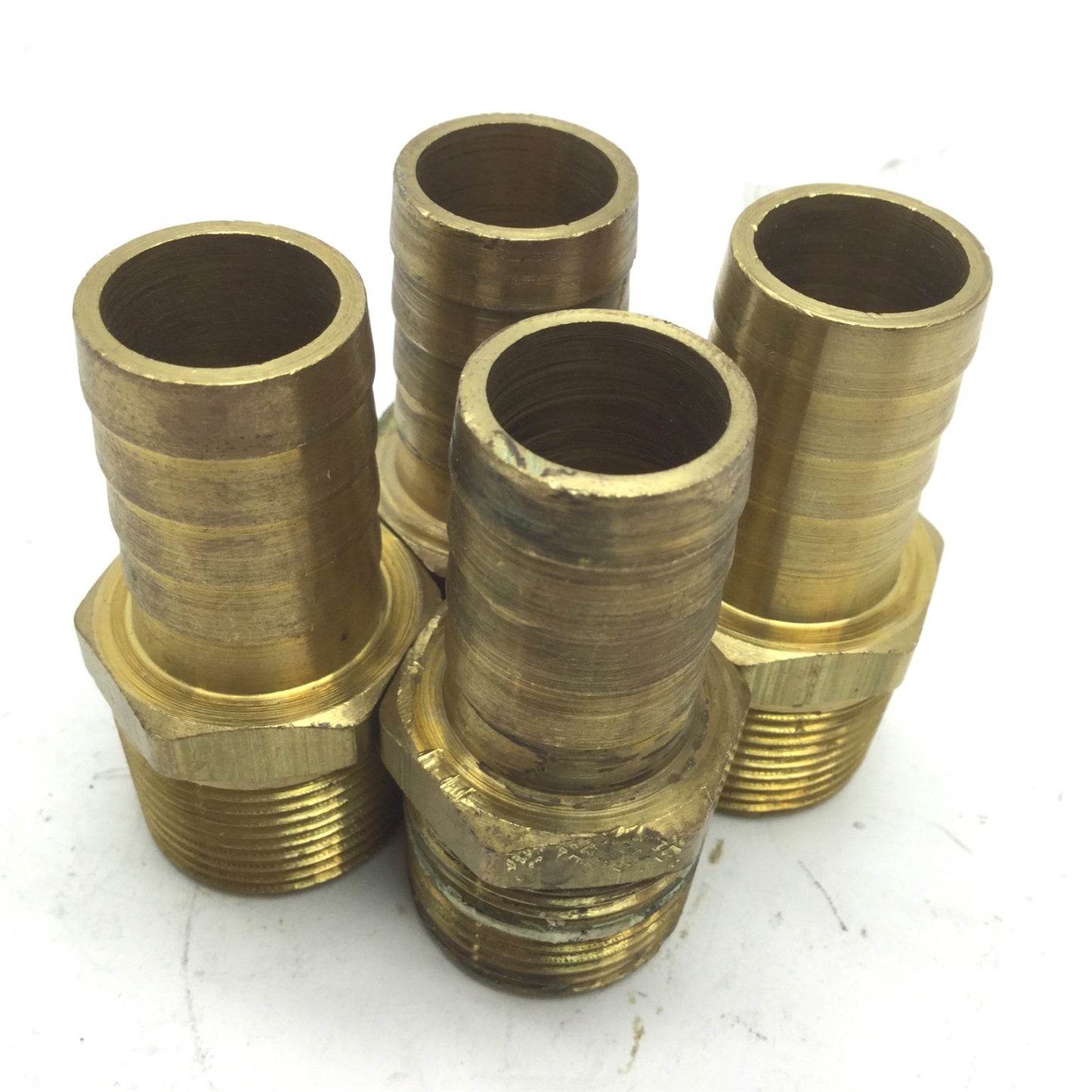 Used Lot of 4 Barb Fittings 3/4" MNPT to 3/4" Barb Brass