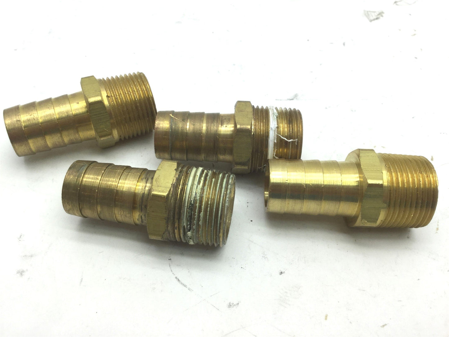 Used Lot of 4 Barb Fittings 3/4" MNPT to 3/4" Barb Brass