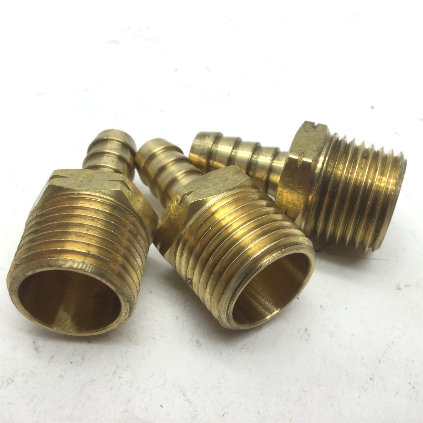 Used Lot of 3 Barb Fittings 1/2" MNPT to 3/8" Barb Brass