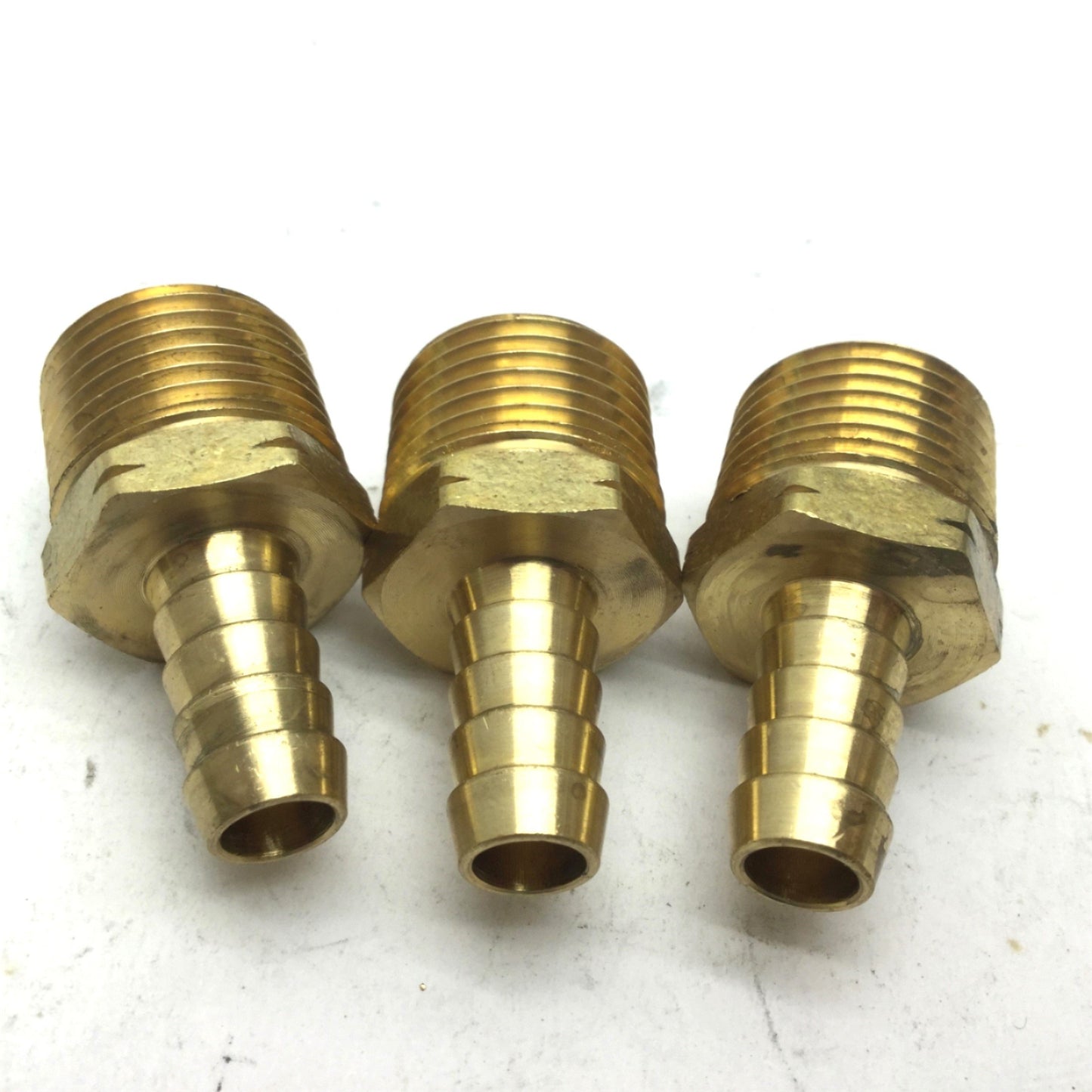 Used Lot of 3 Barb Fittings 1/2" MNPT to 3/8" Barb Brass