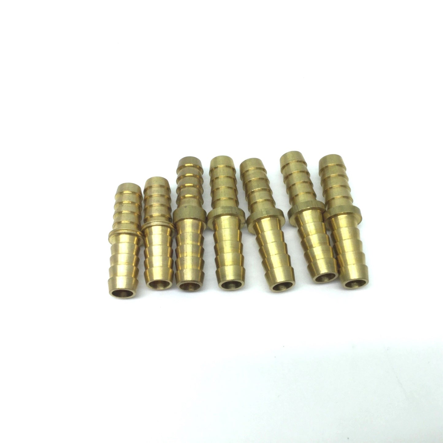 New – Open box Lot of 7 Assorted Brass 3/8" Hose Menders 3/8" Hose Barb to 3/8" Hose Barb