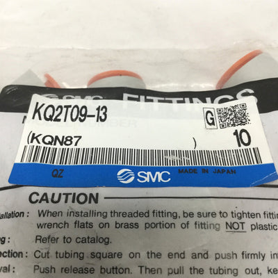 New Lot of 10 SMC KQ2T09-13 Pneumatic 5/16"-1/2" Tube Tee Connector Air Fittings