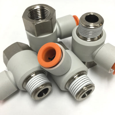 New – Open box Lot of 4 SMC KQ2VF11-36S Pneumatic Universal Female Elbow Fitting 3/8", 3/8NPT