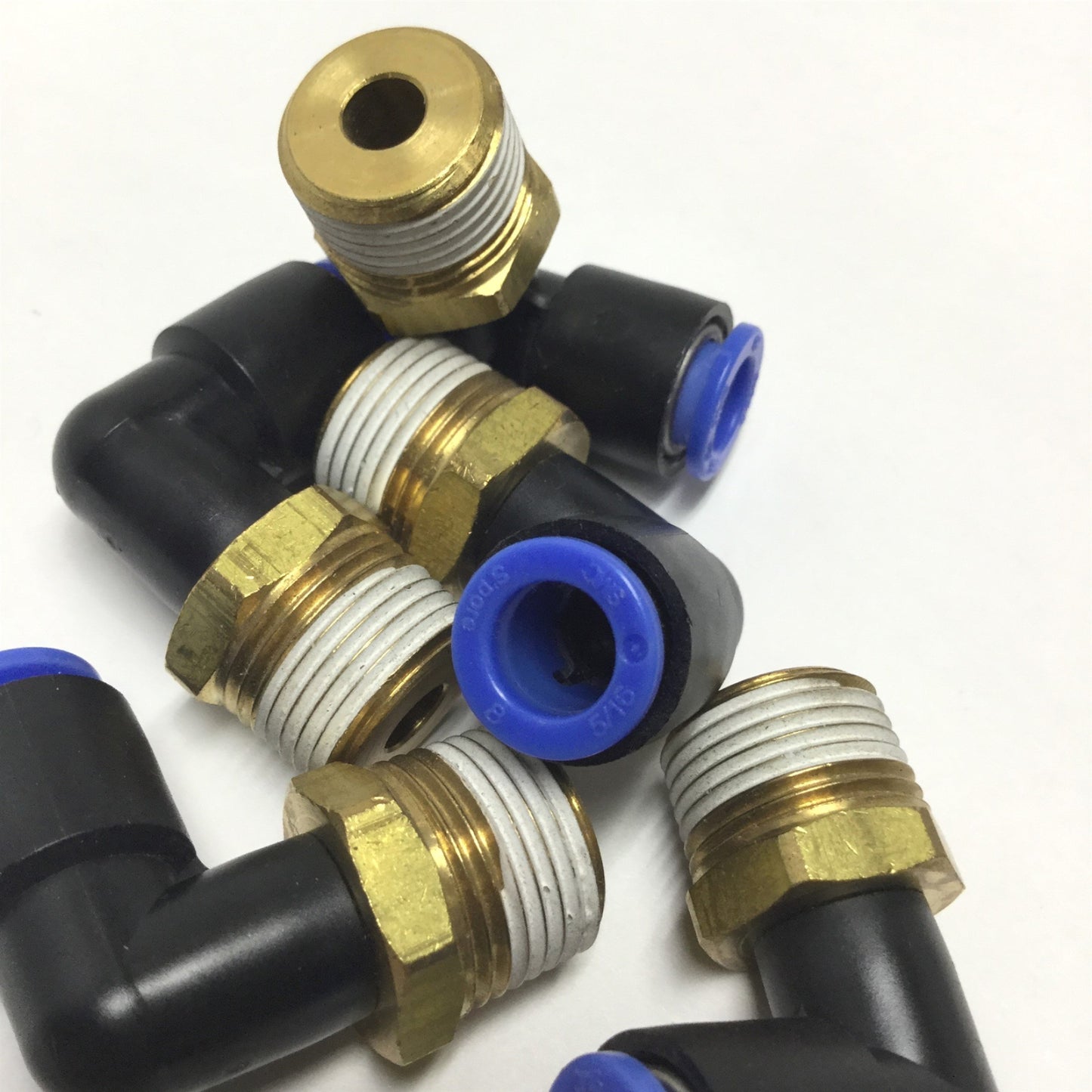 New – Open box Lot of 5 SMC KQL08-03S Pneumatic Male Elbow One-Touch Air Fittings, 8mm, R 3/8"